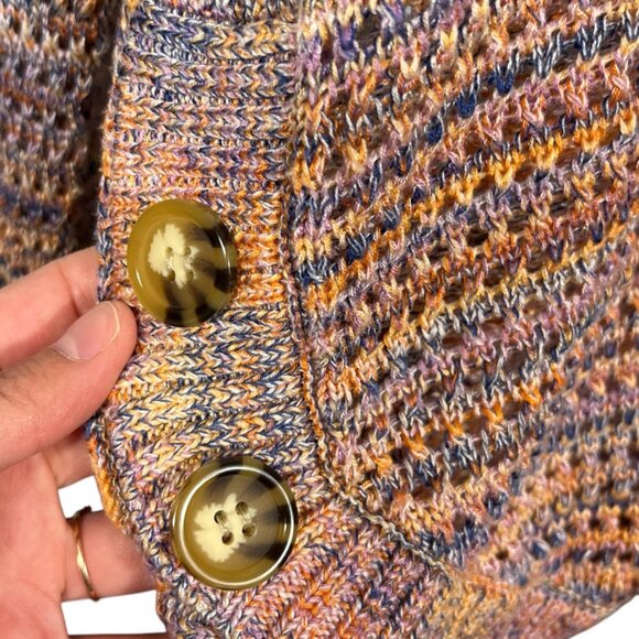 John Paul Richard Womens Open Knit Sweater XL Multicolor Stripe Beachy Bohemian - Picture 3 of 7